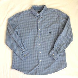 Men's Chaps- Plaid Long Sleeve Button Down Blue